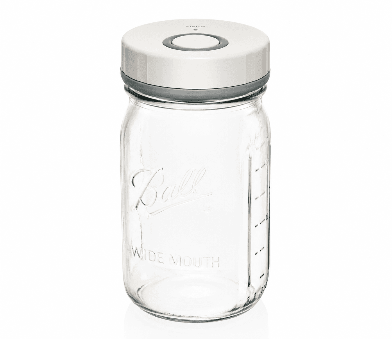 Fresh Locks vacuum jar sealer fitted to a wide-mouth glass jar